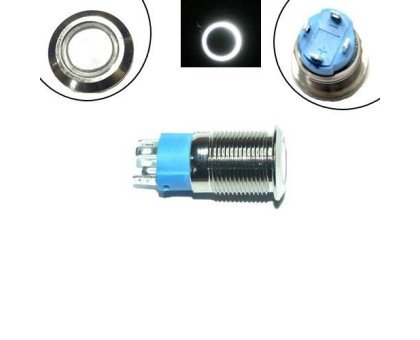 Кнопка 12мм фіксуюча, 12-24В, білий LED, 4pin, 12A-DZ