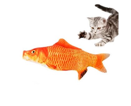 Мягкая игрушка рыба Красный карп 21см для кошек кота с кошачьей мятой