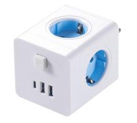 Розгалужувач мережевий куб Power Cube 4 розетки 3 USB 250В 16А до 4кВт
