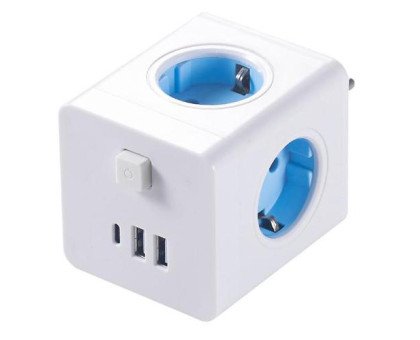 Розгалужувач мережевий куб Power Cube 4 розетки 3 USB 250В 16А до 4кВт
