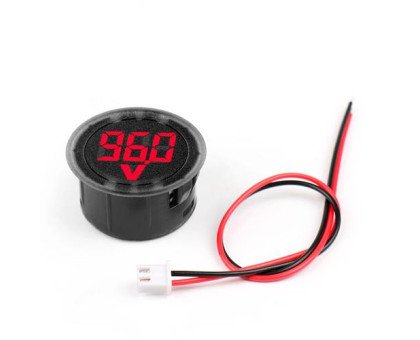 Цифровий вольтметр DC 4-100В LED круглий, автомобільний, червоний