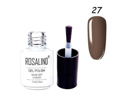 Гель-лак для нігтів манікюру 7мл Rosalind, шелак, 27 горіхово-коричневий