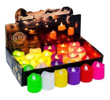 LED светильник, свечки 24шт теплый белый с пламенем, цветные