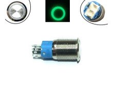 Кнопка 16мм фіксуюча, 12-24В, зелений LED, 5pin, 16A-DZ