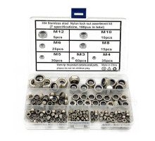 180x Гайка стопорная шестигранная, контргайка M3-M12, нержавейка