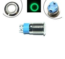 Кнопка 12мм фіксуюча, 12-24В, зелений LED, 4pin, 12A-DZ