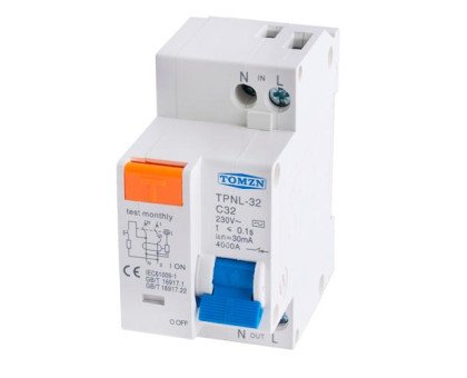 Автомат дифференциальный 32А 30мА, дифавтомат АС, TOMZN TPNL-32-C32