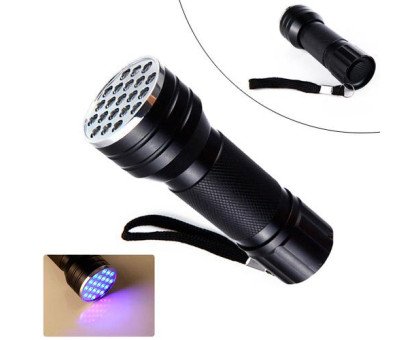 Фонарь ультрафиолетовый мини УФ фонарик 21LED, 395-410 нм