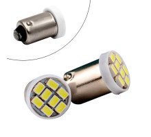 2x LED BA9S T4W лампа в автомобиль, 8 SMD 3020, белый