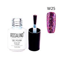 Гель-лак для нігтів манікюру 7мл Rosalind, гліттер, W25 хінакрідон