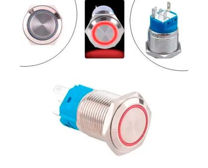 Кнопка 19мм фиксирующаяся, 9-24В, красный LED, 5pin, 19K-P11DZ