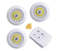 3x LED светильник ночник автономный, с пультом ДУ, белый