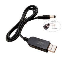 Кабель перехідник USB - 5.5x2.1мм 1м, 5-9В для живлення роутера модема