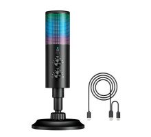 Микрофон игровой конденсаторный для записи AK-9, RGB и шумоподавление