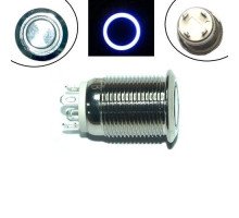 Кнопка 12мм поворотна, 12-24В, синій LED, 4pin, 12A-D
