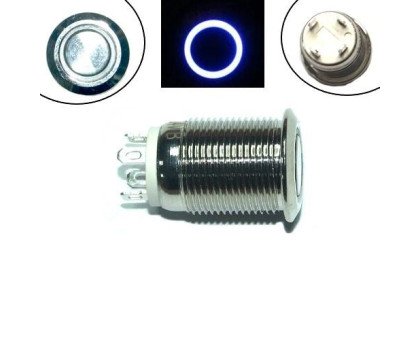 Кнопка 12мм поворотна, 12-24В, синій LED, 4pin, 12A-D