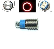 Кнопка 16мм фіксуюча, 12-24В, червоний LED, 5pin, 16A-DZ