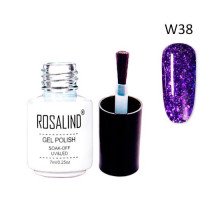 Гель-лак для нігтів манікюру 7мл Rosalind, гліттер, W38 фіолетовий