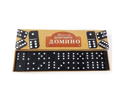 Настольная игра Домино, 28 костей, черные, пластик