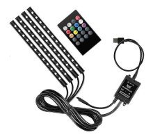Декоративная RGB LED подсветка салона авто, цветомузыка, ДУ, USB