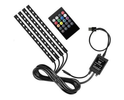 Декоративна RGB LED підсвітка салону авто, світломузика, ДУ, USB
