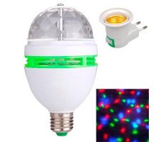 Диско лампа обертальна світлодіодна, E27 LED RGB 3Вт і мережевий адаптер