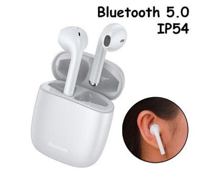 Навушники бездротові, гарнітура з кейсом Baseus Encok W04 Bluetooth, Білі