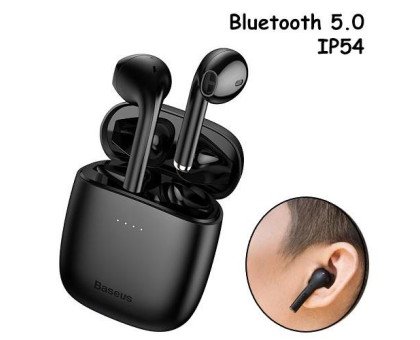 Наушники беспроводные, гарнитура с кейсом Baseus Encok W04 Bluetooth, Черные