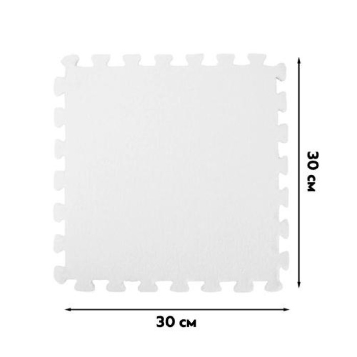 Килимок пазл плюшевий підлоговий 30x30см м’який, 10шт, EVA, білий