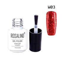Гель-лак для ногтей маникюра 7мл Rosalind, глиттер, W03 красный