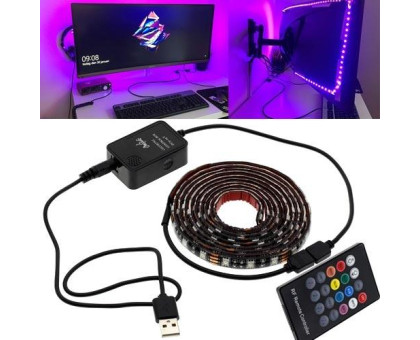 LED RGB 2м стрічка підсвітки ТБ з пультом д/у, USB, датчиком звуку
