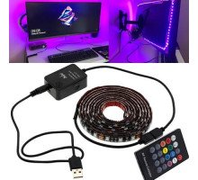 LED RGB 2м стрічка підсвітки ТБ з пультом д/у, USB, датчиком звуку