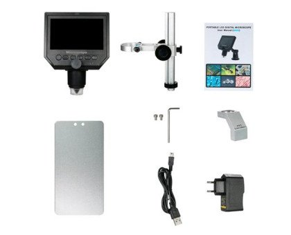 Мікроскоп цифровий з 4.3 РК на штативі, 1050мАг, MicroSD, 3.6Мп, 1-600X