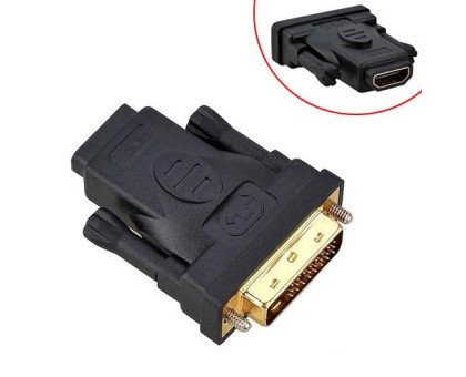 Адаптер DVI-I (24+5) - HDMI, тато-мама, перехідник, позолочений