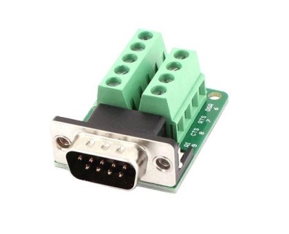 Перехідник RS232 DB9 COM-порт вилка тато - клемники 9pin