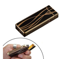 USB зажигалка электронная импульсная 2 дуги Lighter золотая с черным
