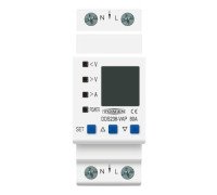 Реле контролю напруги і струму з РК, 220В, 80А, 2DIN, DDS238-VAP