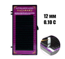 Ресницы для наращивания на ленте 12мм 0.10 С норковые черные Nagaraku