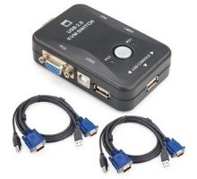 2-портовий KVM свіч, перемикач USB і 2 кабелі
