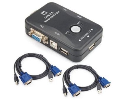 2-портовий KVM свіч, перемикач USB і 2 кабелі