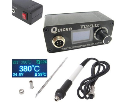 Паяльна станція QUICKO T12-942 MINI OLED на жалах Hakko T12