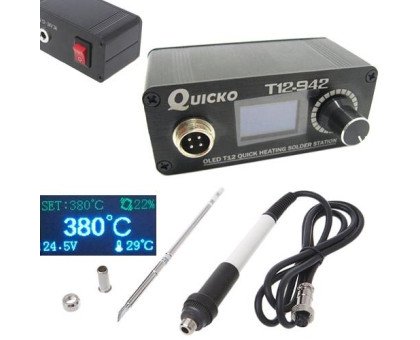 Паяльна станція QUICKO T12-942 MINI OLED на жалах Hakko T12