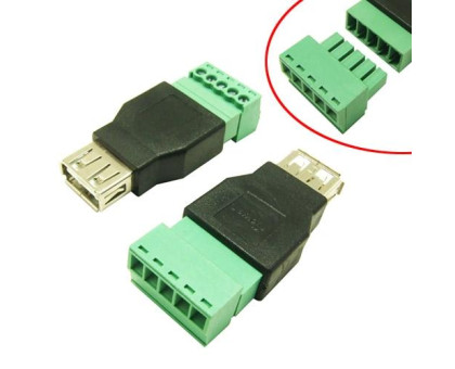 Переходник USB 2.0 Type-A гнездо разъем мама - клеммники 5pin