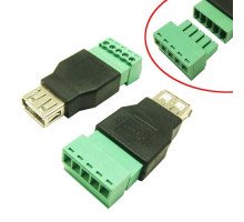 Переходник USB 2.0 Type-A гнездо разъем мама - клеммники 5pin