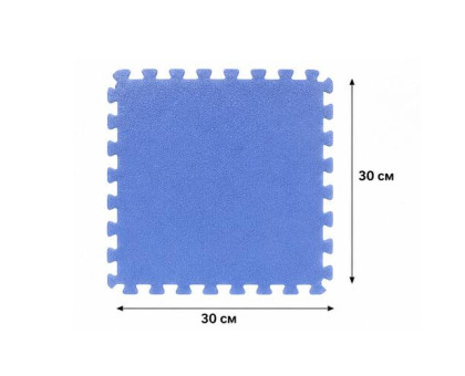 Килимок пазл плюшевий підлоговий 30x30см м’який, 10шт, EVA, синій