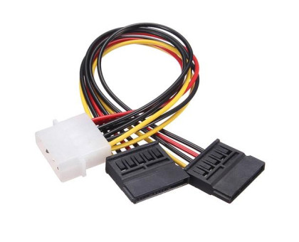 Перехідник IDE Molex - 2x Sata 15pin для живлення жорстких дисків