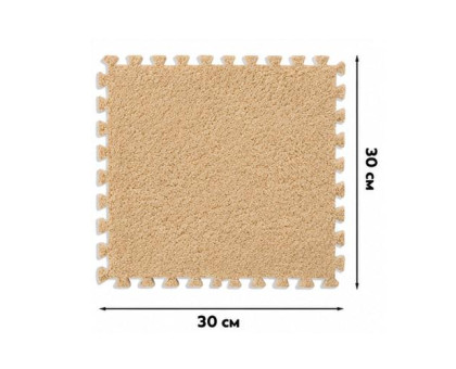 Килимок пазл плюшевий підлоговий 30x30см м’який, 10шт, EVA, пісочний