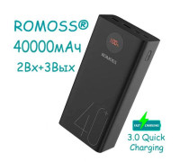 Power Bank Зовнішній акумулятор 40000мАг QC3.0 ЖК 18Вт Romoss Zeus Premium