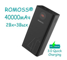 Power Bank Зовнішній акумулятор 40000мАг QC3.0 ЖК 18Вт Romoss Zeus Premium