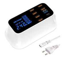 Сетевая зарядная станция 8x USB 8А QC3.0 LED-дисплей YC-CDA19Q